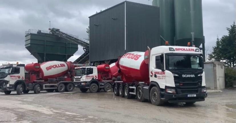 Spollen mixer trucks loading at the Glasson batching plant