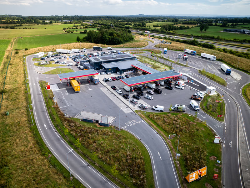 Aerial view of the M6 Athlone service station complex &mdash; Roadbridge / Kileens
